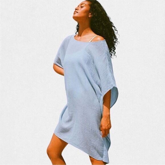 NWT Andie Swim Cover Up The Magdalena Kaftan in Cotton-Gauze BLACK - Picture 5 of 10